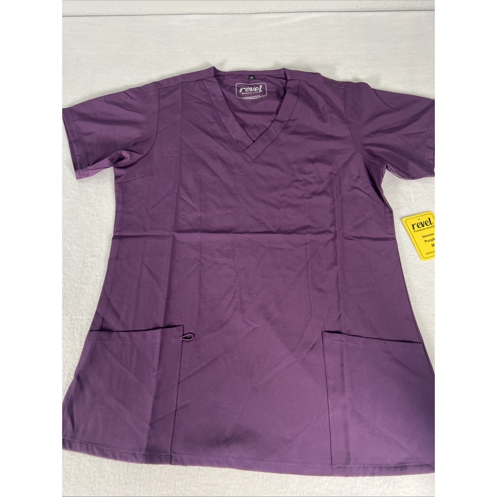 Revel Jaxson Scrub Top Mens Medium Purple New Premium Stretch V-Neck Utility